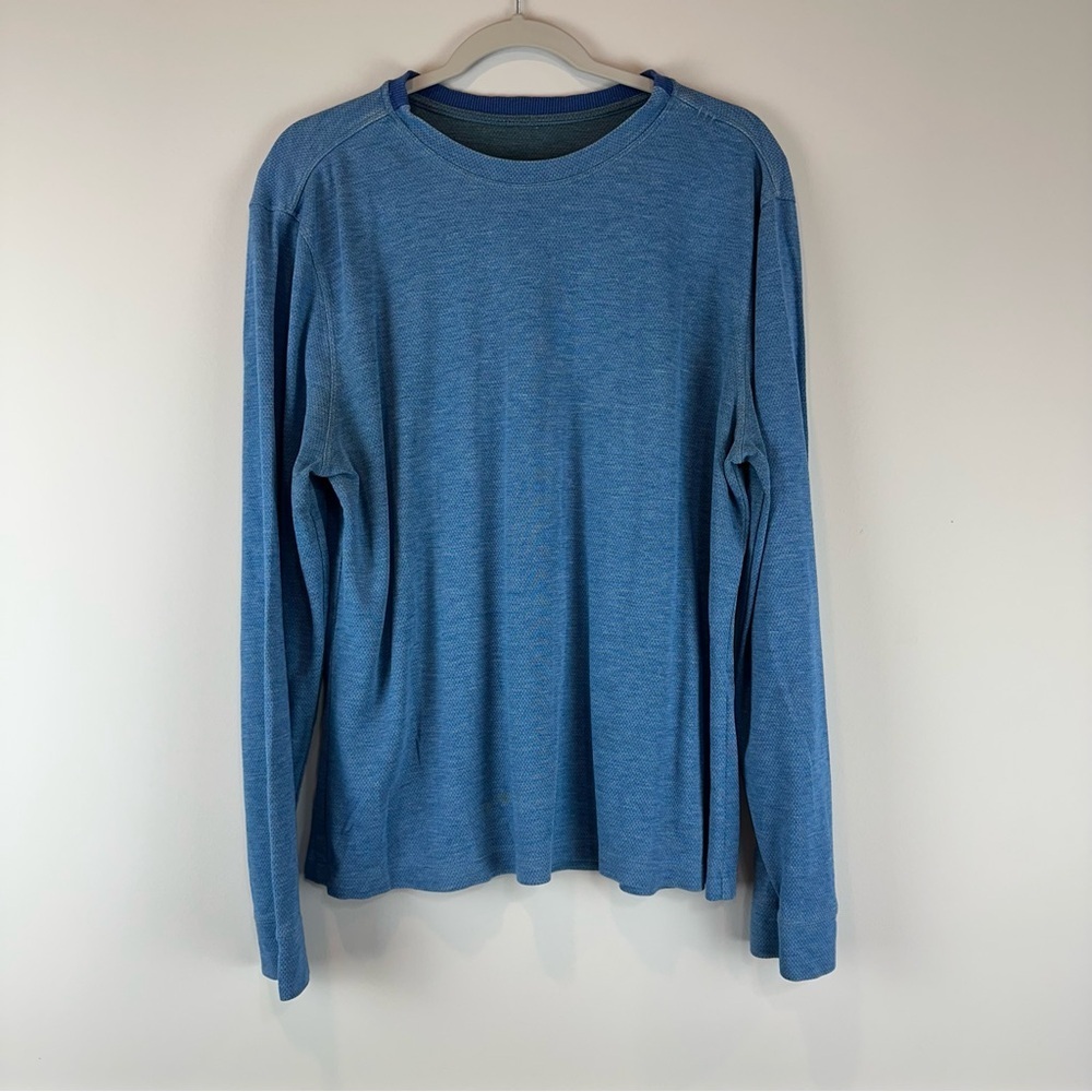 Lululemon Men’s Blue Long Sleeve Metal Vent Athletic Athleisure Tee Shirt XL